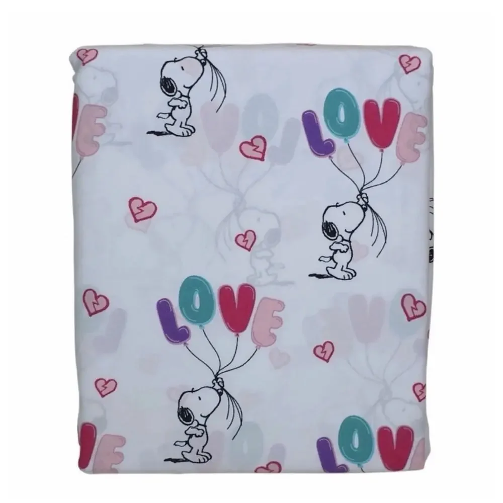 New! Berkshire Home Peanuts Snoopy LOVE BALLOONS Full Sheet Set Brushed White